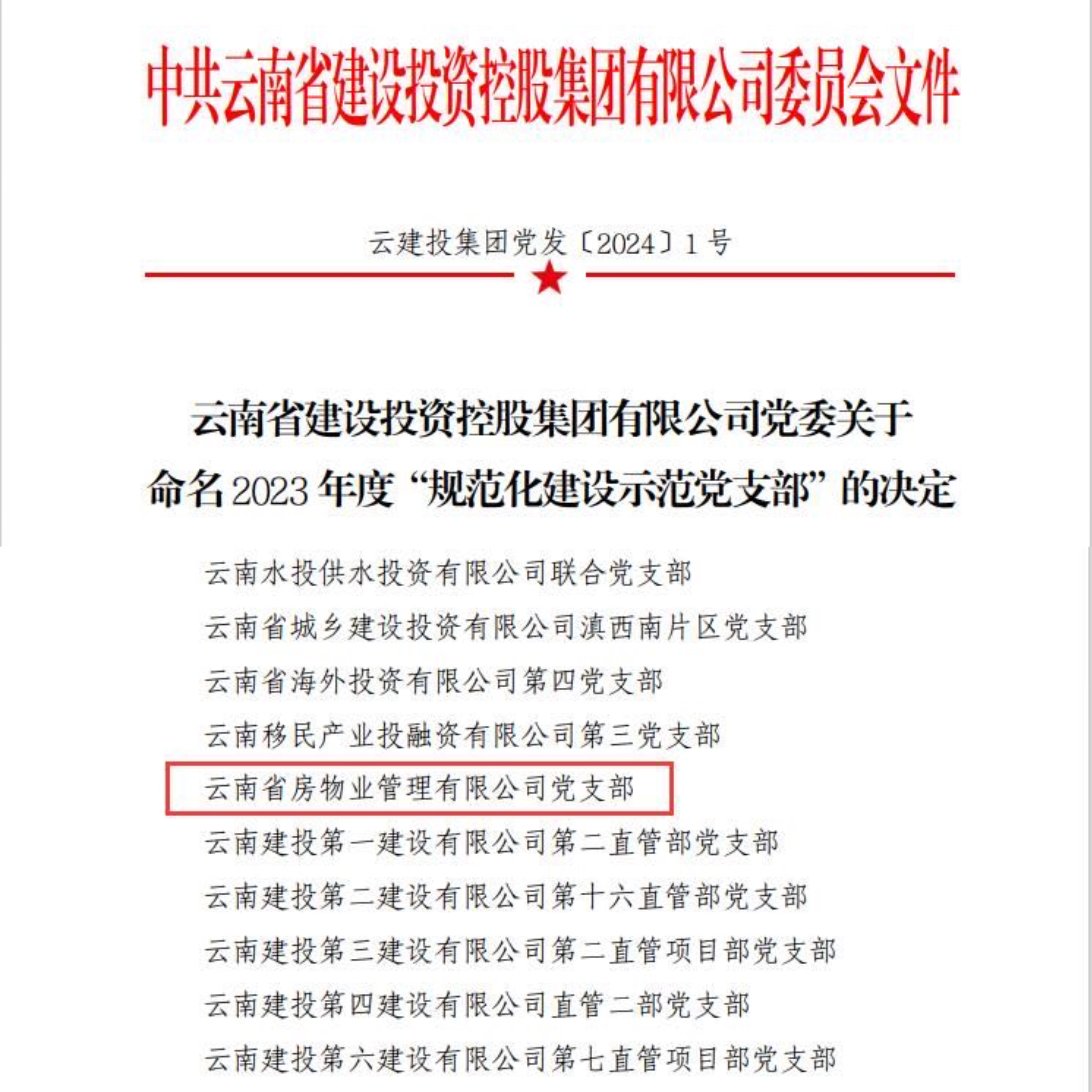 喜訊！省房物業(yè)黨支部獲集團(tuán)2023年度“規(guī)范化建設(shè)示范黨支部”命名